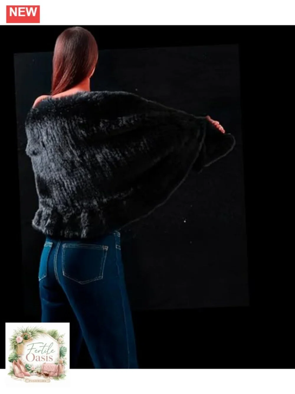 Genuine Rabbit Fur Shawl Poncho Wrap with Pockets for Wedding Party Evening Wear